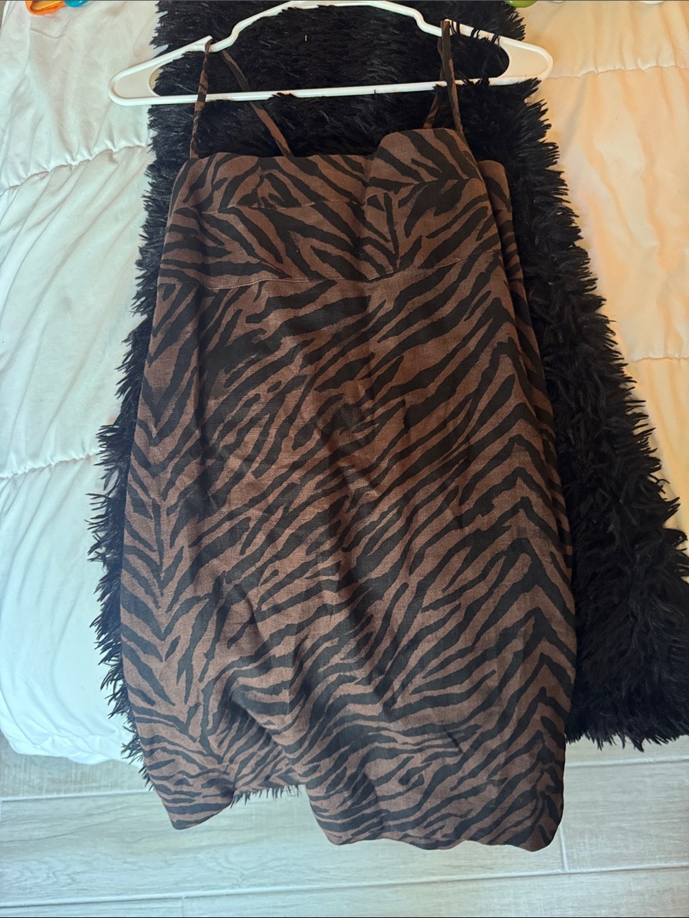 Brown Zebra Print Slip Skirt - Women's